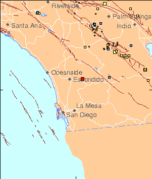 USGS Map of Recent Earthquakes in Southern California